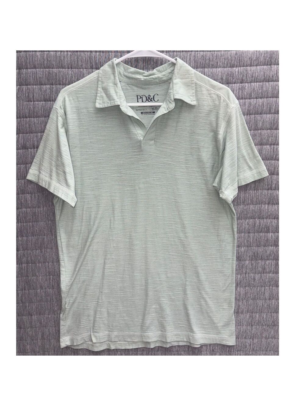 PD&C Authentic Apparel Men's Medium Light Green Cotton Polo Shirt Short Sleeve